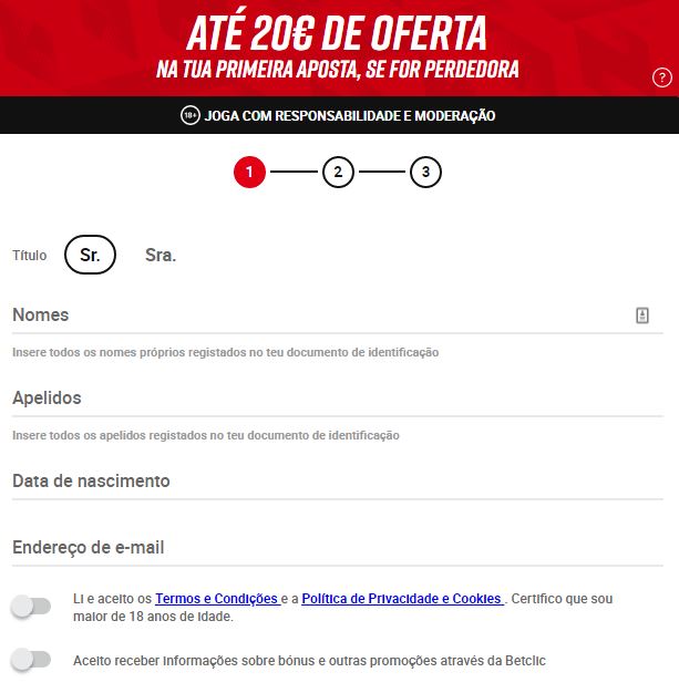 Guia de como se registrar na Betclic